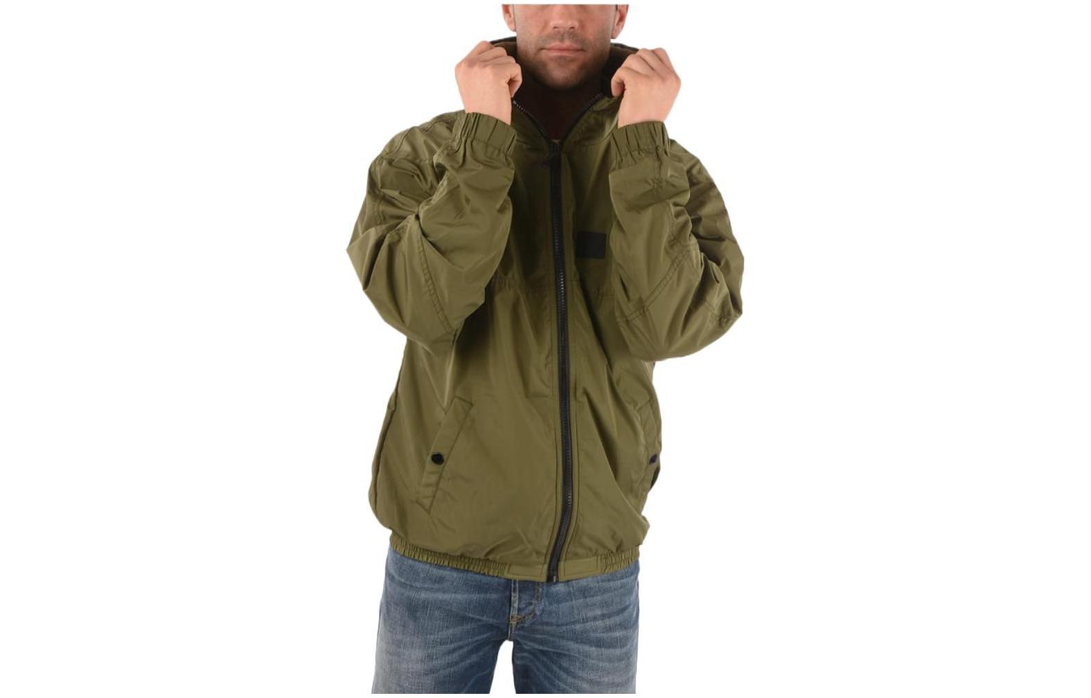 Diesel FW22 Solid Zipper Hoodie Jacket in Army Green A001030LAPH51F