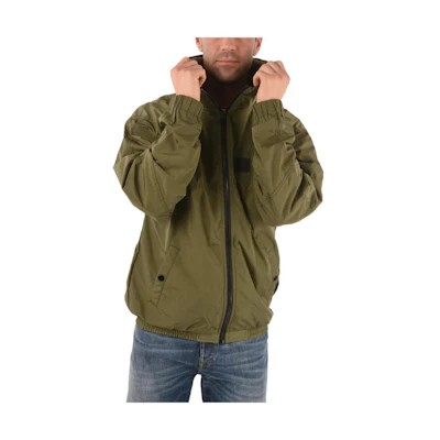 Diesel FW22 Solid Zipper Hoodie Jacket in Army Green A001030LAPH51F