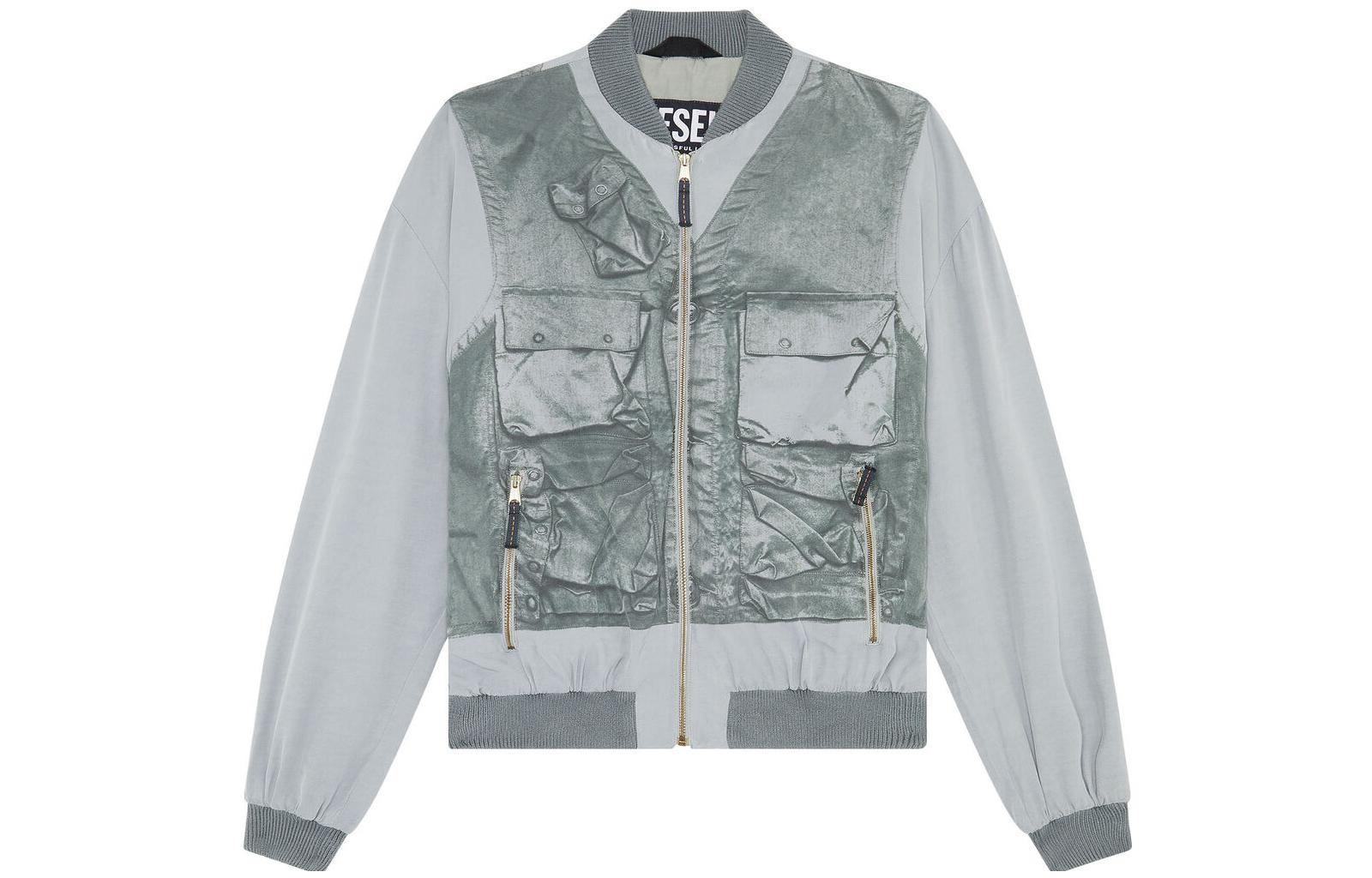 Diesel FW22 Spliced Half-Zip High-Neck Jacket Light Gray A072600KGAL98H