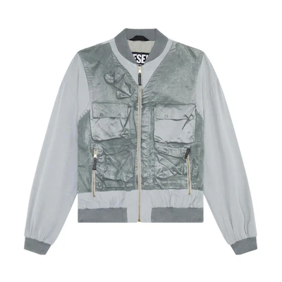 Diesel FW22 Spliced Half-Zip High-Neck Jacket Light Gray A072600KGAL98H