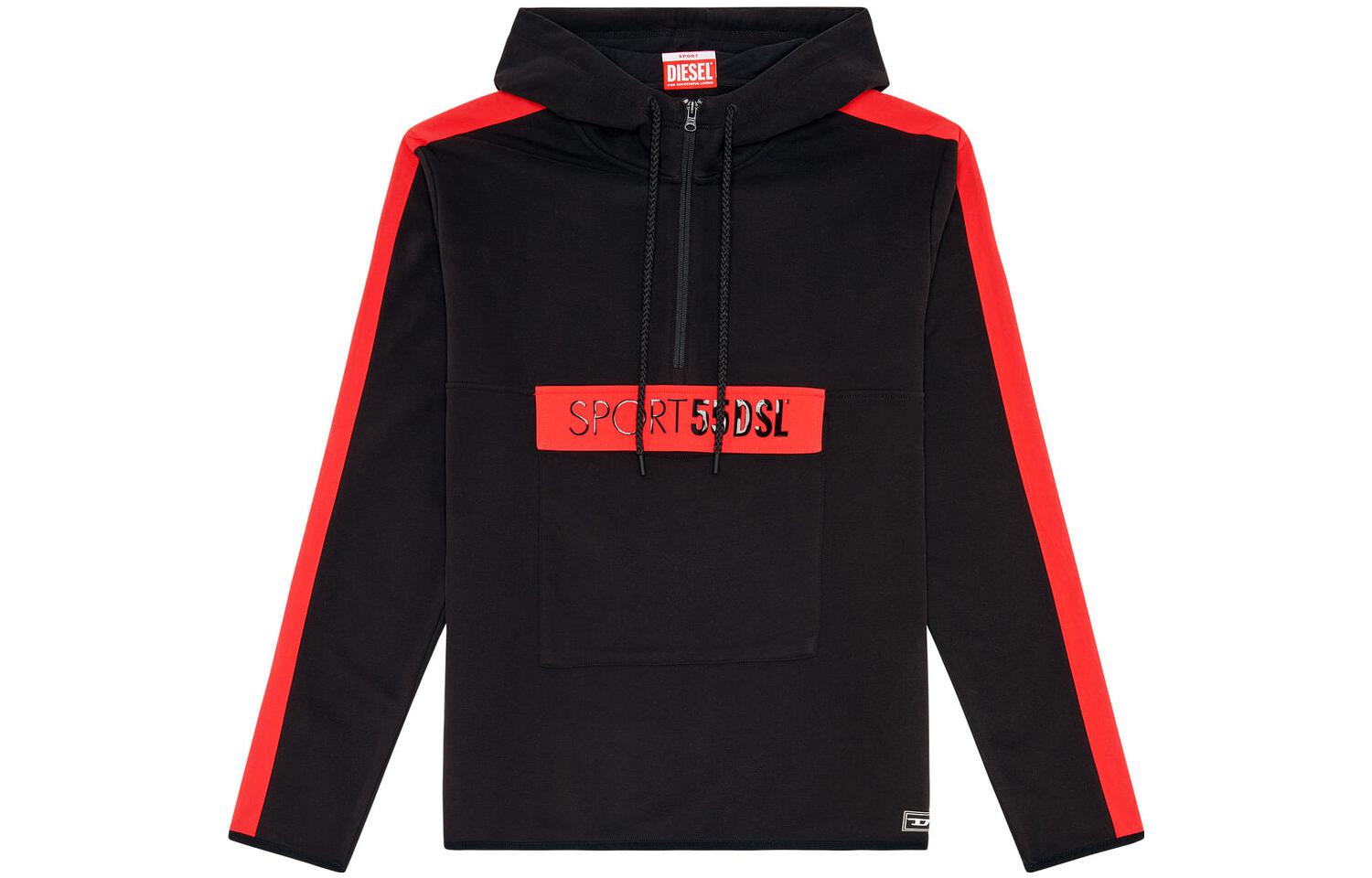 Diesel FW22 Sports Letter Print Black Hoodie Casual Sportswear A066140NEAH900