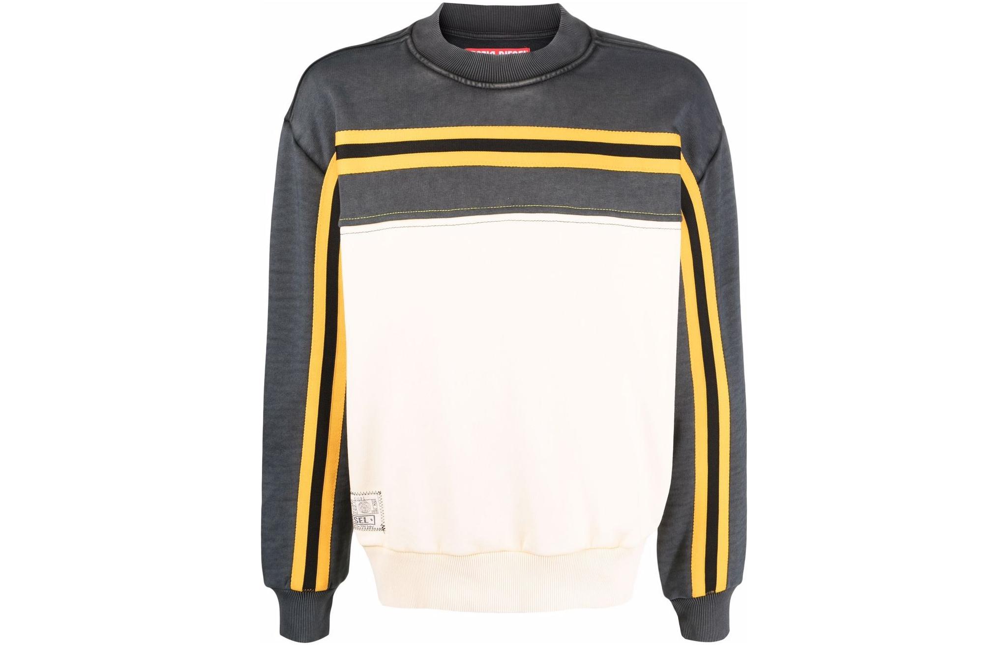 Diesel FW22 Striped Crewneck Pullover Sweatshirt Unisex Gray A053440CFAN900A