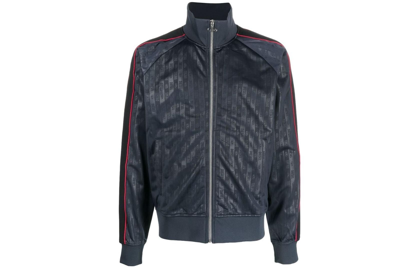 Diesel FW22 Striped Zip-Up Jacket Navy Blue A063260BHAT86J