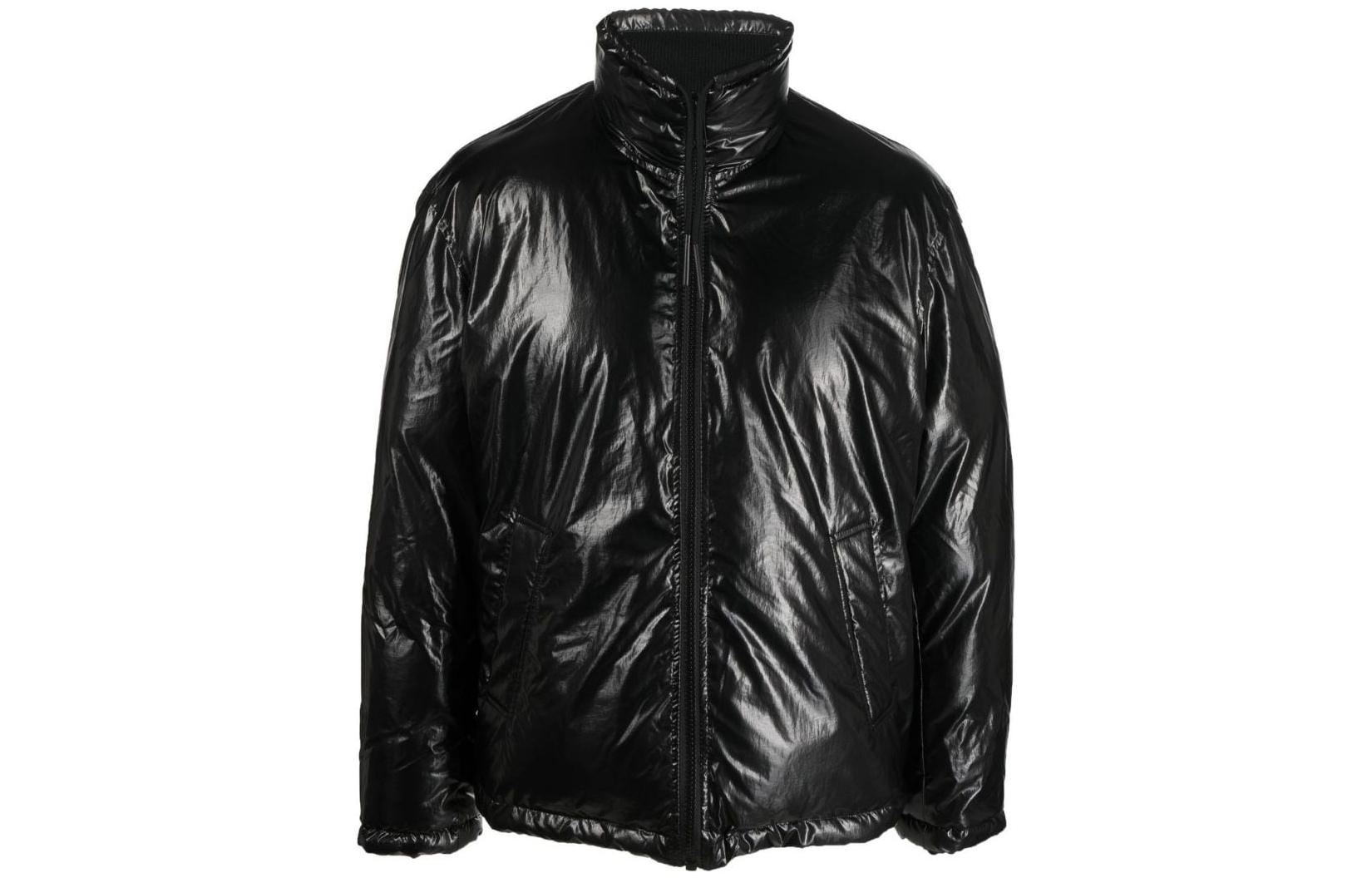 Diesel FW22 Super Logo Printed High Neck Windproof Jacket Black () A068130JKKL9XX