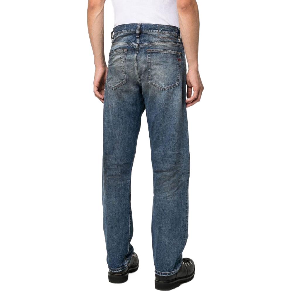 Shop DIESEL FW22 雲染直筒牛仔褲 藍色 A05156007D101