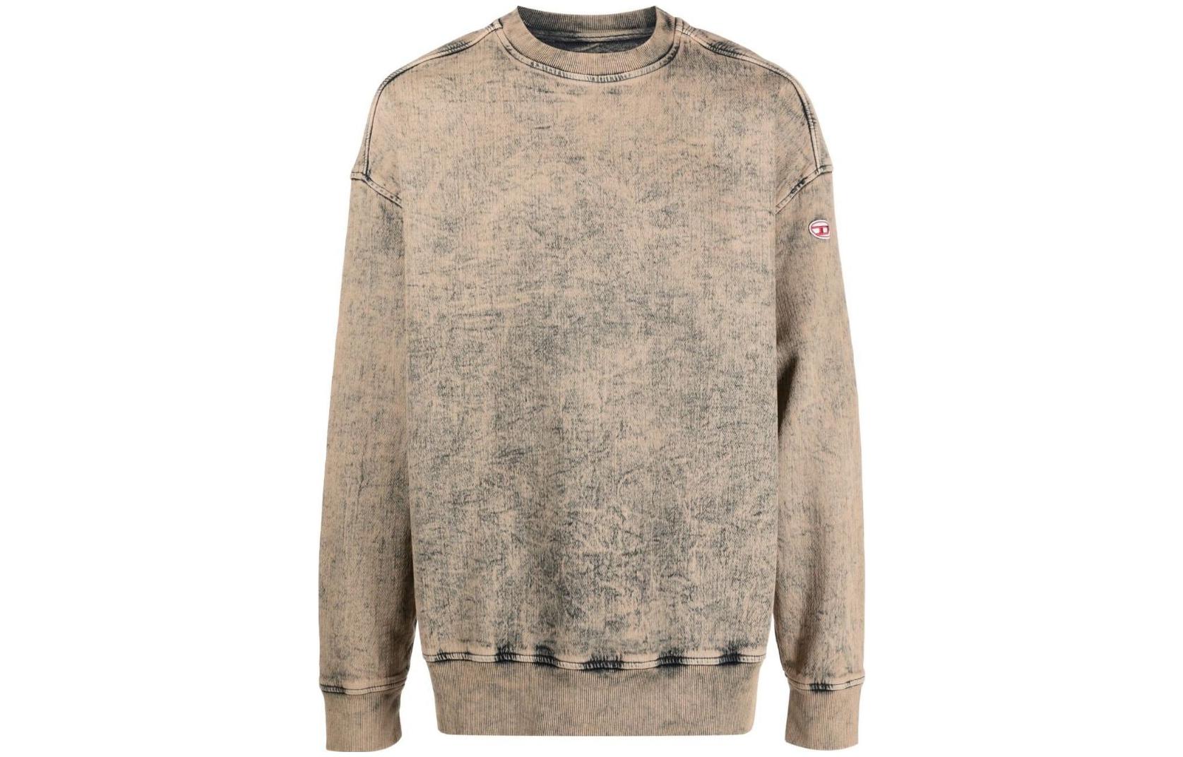 Diesel FW22 Tie-Dye Yellow Crewneck Long Sleeve Sweatshirt for Men A0597709D1636P
