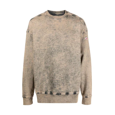Diesel FW22 Tie-Dye Yellow Crewneck Long Sleeve Sweatshirt for Men A0597709D1636P