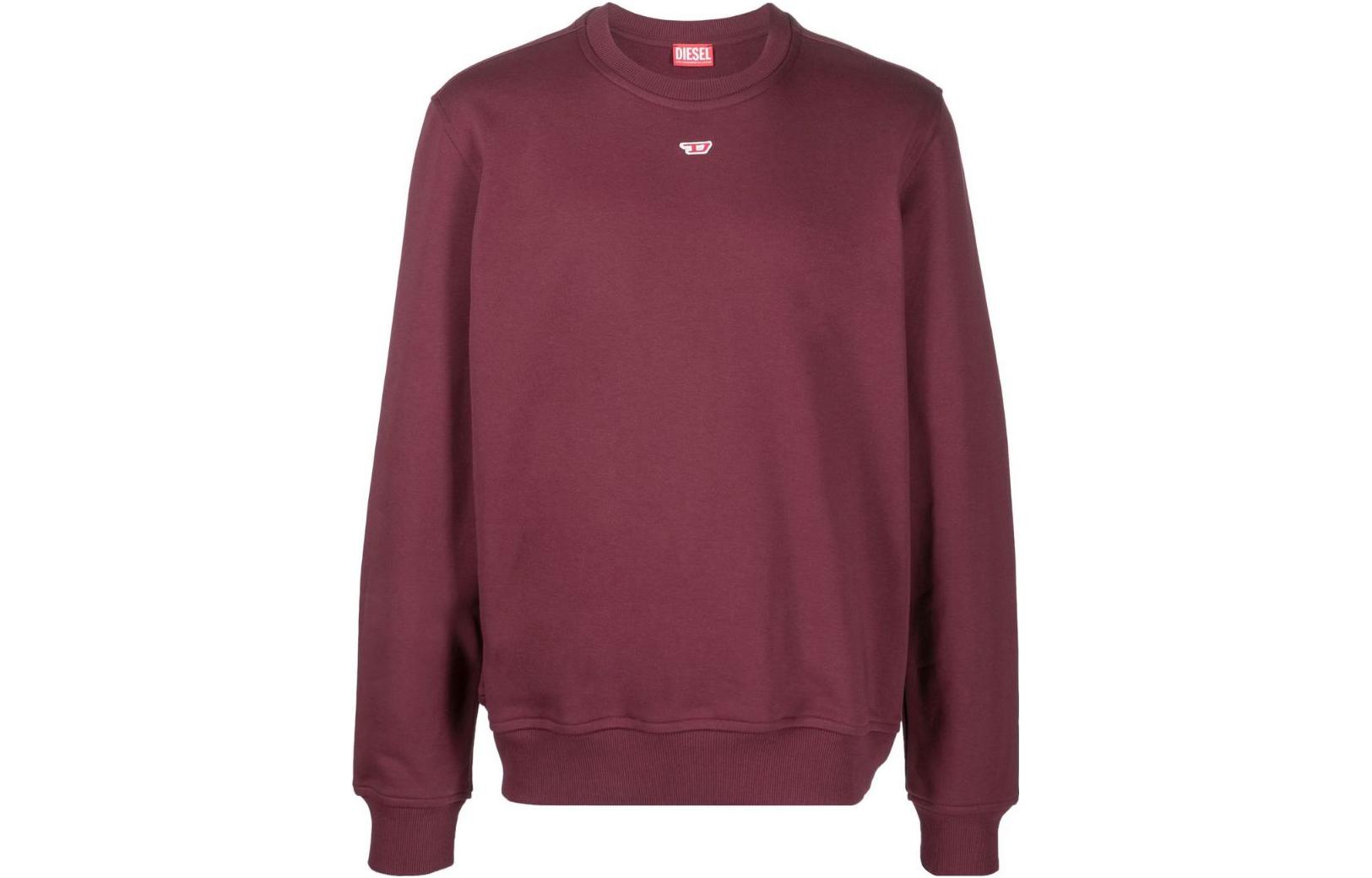 Diesel FW22 Unisex Logo Embroidered Long Sleeve Sweatshirt Deep Red A040750BAWT61W