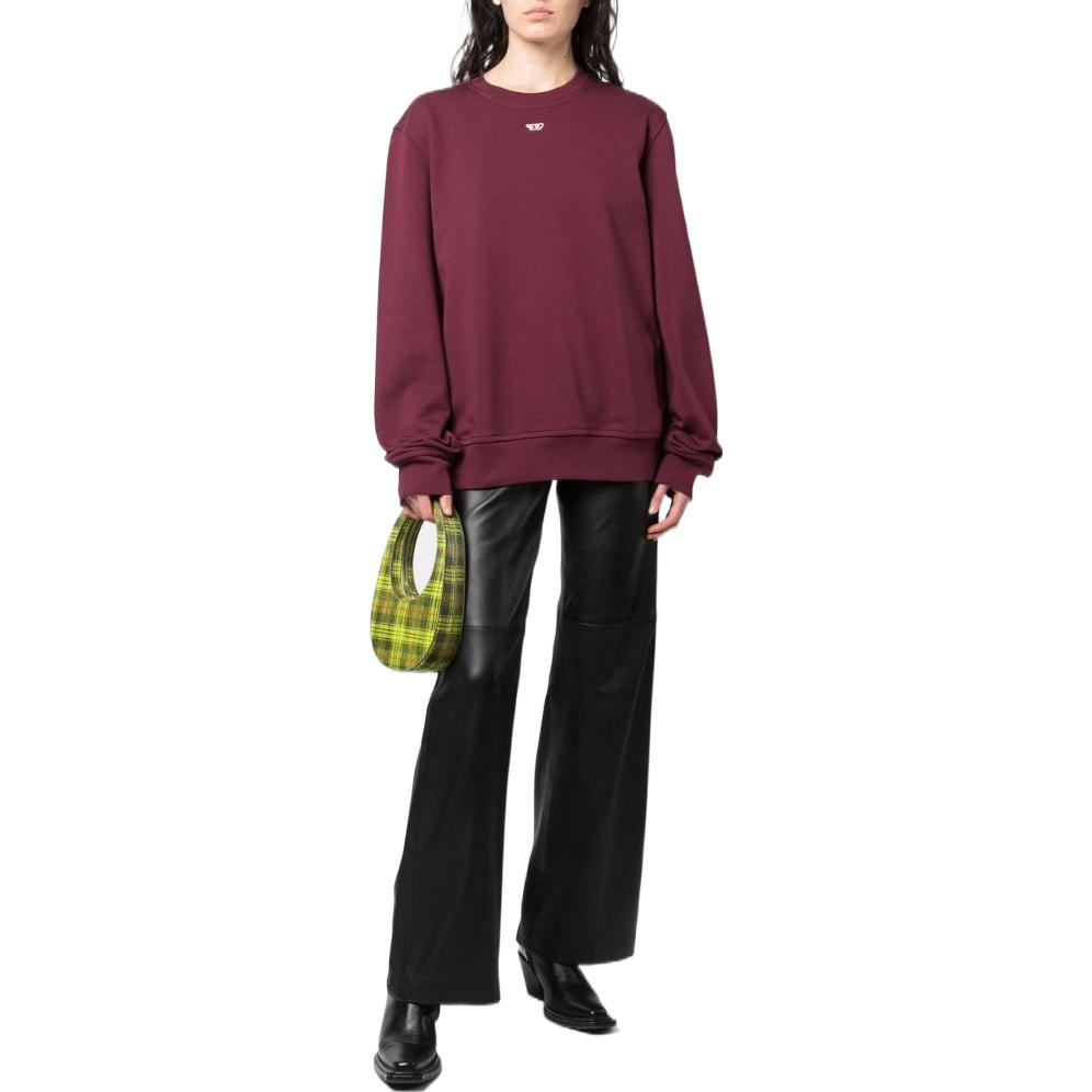 Lookbook Diesel FW22 男女款標誌刺繡長袖圓領衫 深紅色 A040750BAWT61W