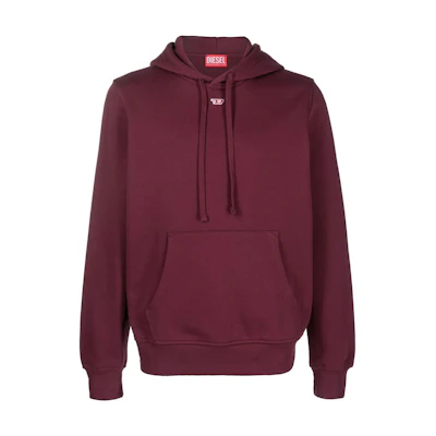 DIESEL FW22 Unisex Solid Color Burgundy Pullover Hoodie Long Sleeve. A040730BAWT61W
