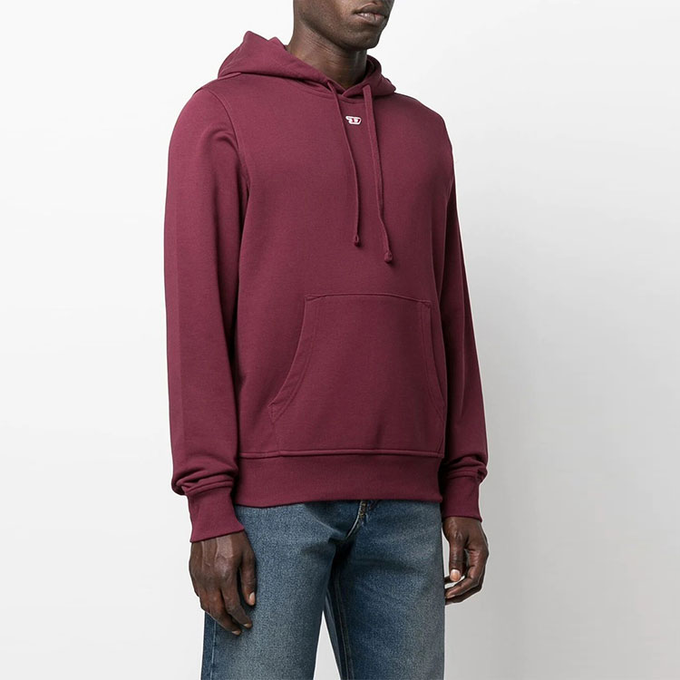 DIESEL FW22 Unisex Solid Color Burgundy Pullover Hoodie Long Sleeve. A040730BAWT61W 圖 5
