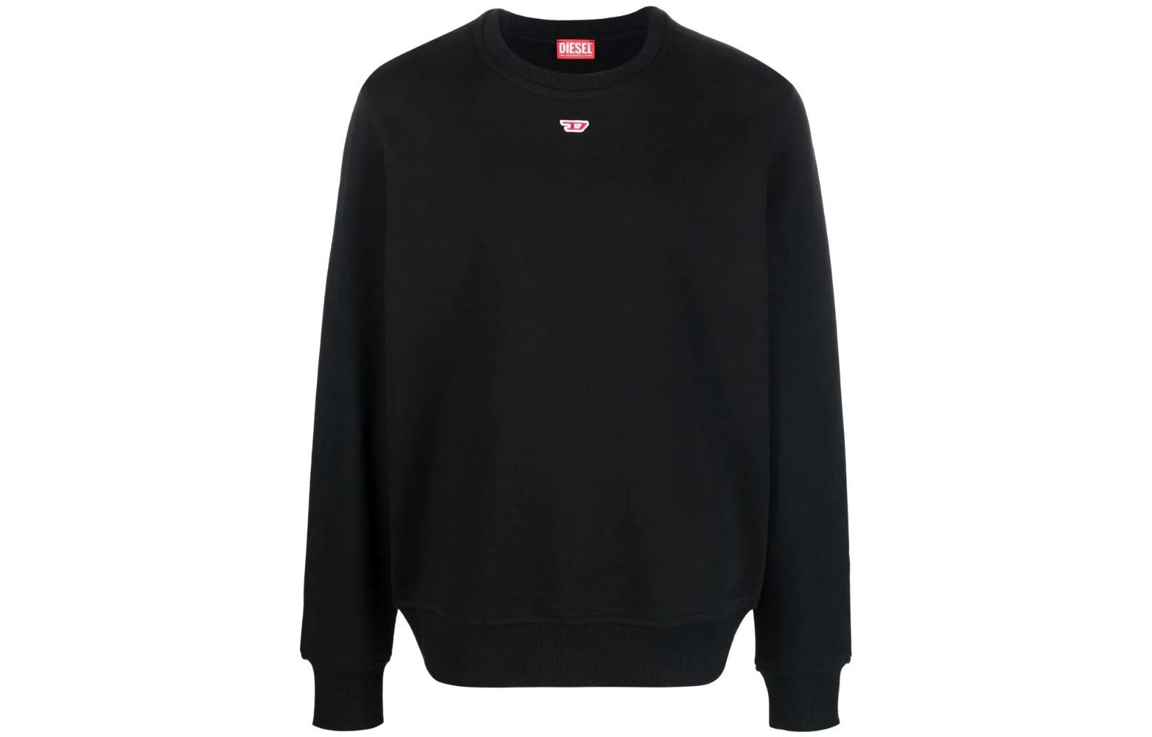 Order Diesel FW22 Unisex Solid Color Crewneck Pullover Sweatshirt Black A040750BAWT9XX