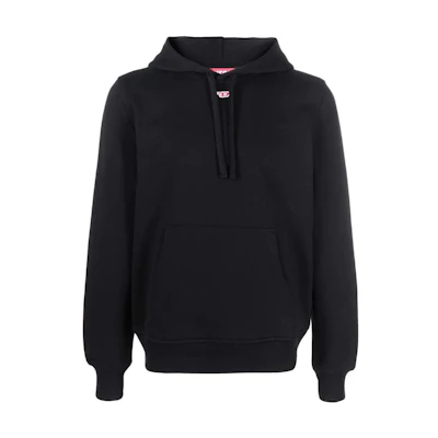 Diesel FW22 Unisex Solid Color Patch Logo Hoodie Black A053330BAWT9XX