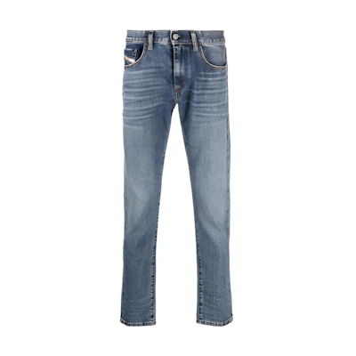 DIESEL FW22 Vintage Washed Straight-Leg Jeans Men’s Blue A0355809C6101