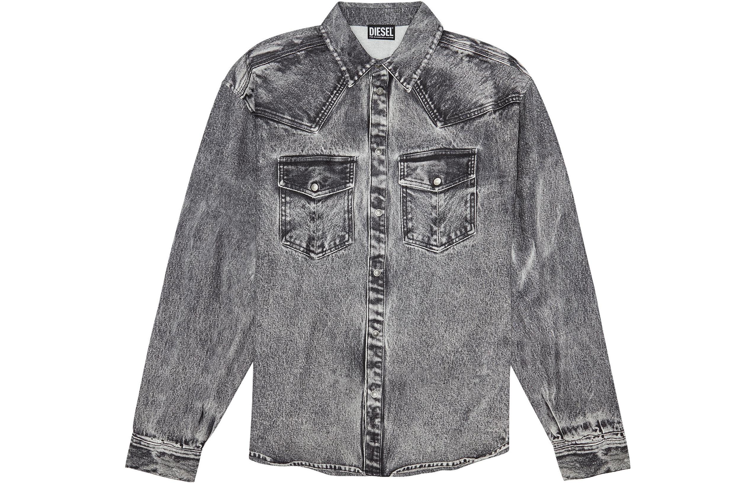 DIESEL FW22 Washed Casual Denim Jacket Single-Breasted  Grey A085340QWTR