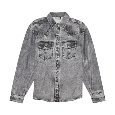 DIESEL FW22 Washed Casual Denim Jacket Single-Breasted Grey A085340QWTR