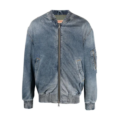 DIESEL FW22 Washed Distressed Loose Denim Flight Jacket Men’s Blue A062610ELAB01