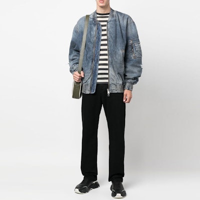 DIESEL FW22 Washed Distressed Loose Denim Flight Jacket Men’s Blue A062610ELAB01 Lookbook DIESEL FW22 Washed Distressed Loose Denim Flight Jacket Men’s Blue A062610ELAB01