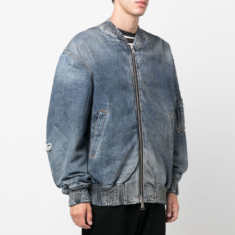 Purchase DIESEL FW22 Jaket Denim Biru Lelaki Washed Distressed Loose A062610ELAB01