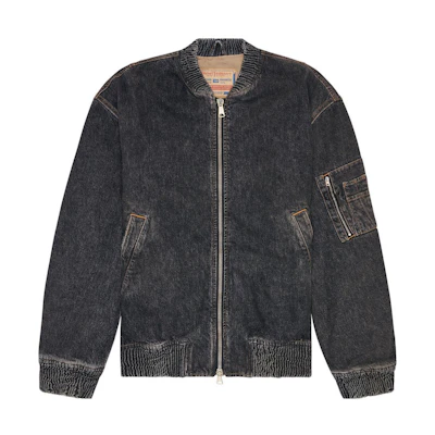 Diesel FW22 Washed Oversized Baseball Collar Zip Jacket Black A062610EIAT-02