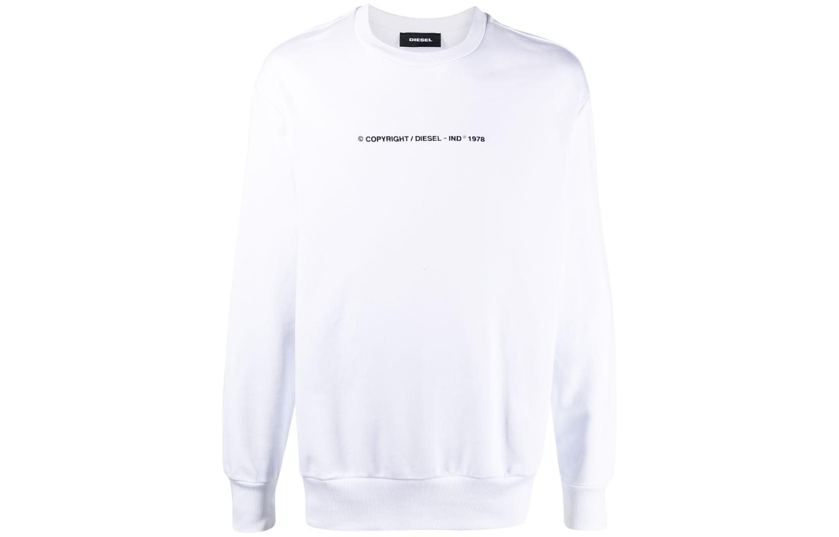 Diesel FW22 White Crewneck Pullover Sweatshirt with Letter Print A000770BAZC100