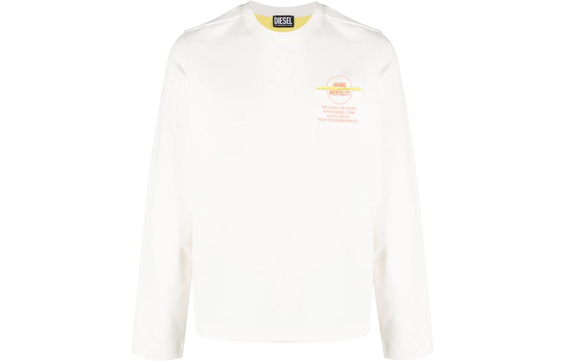 Diesel FW22 White Crewneck Sweatshirt with Logo Print and Casual Design A085600EJAB141A