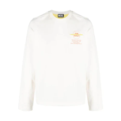 Diesel FW22 White Crewneck Sweatshirt with Logo Print and Casual Design A085600EJAB141A