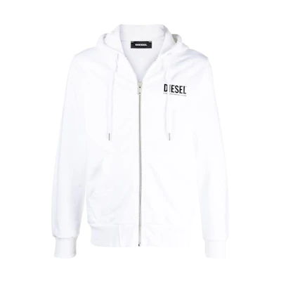 Diesel FW22 White Hoodie Jacket with Logo Print 00SAV10BAWT100