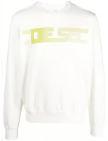 Diesel FW22 White Logo Print Cotton-Blend Sweatshirt A064900GRAC141 Diesel FW22 White Logo Print Cotton-Blend Sweatshirt A064900GRAC141