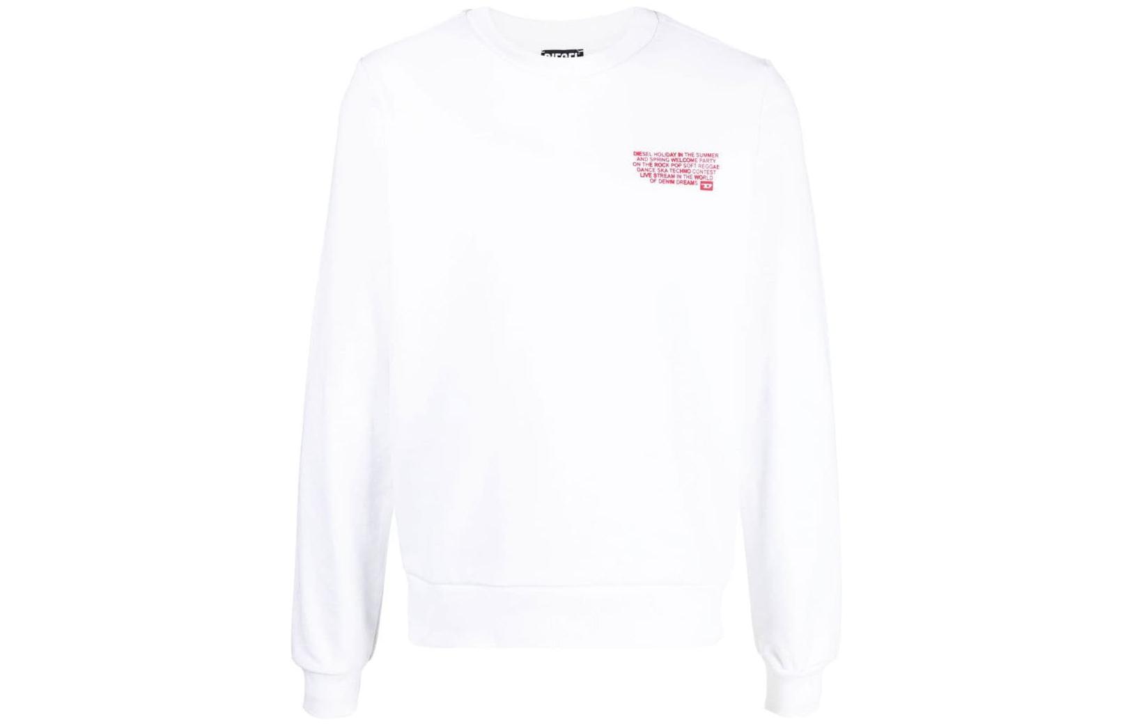 Diesel FW22 White Pullover Crewneck Sweatshirt with Letter Print A086840HAYT100