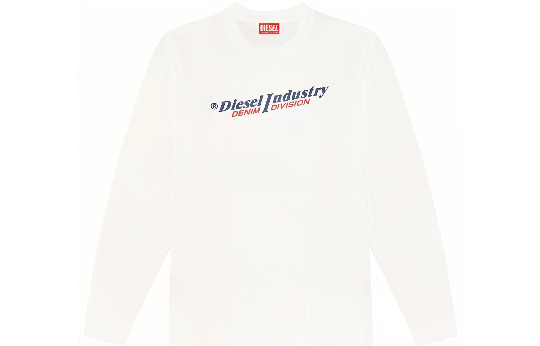 Order Diesel FW22 White Pullover Sweatshirt with Logo Print Design A037420PITA141