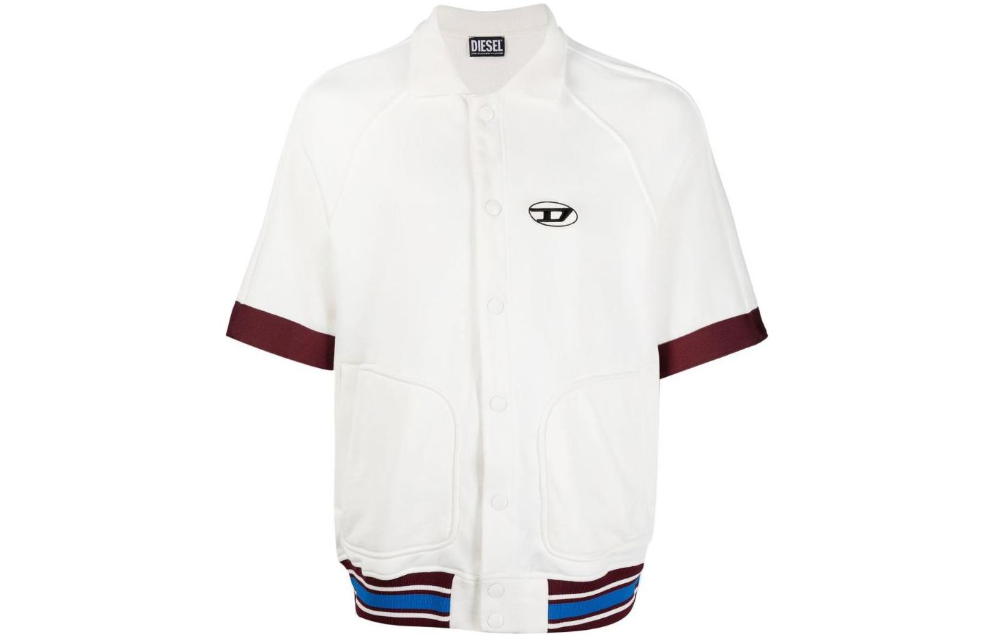 Diesel FW22 White Solid Button-Up Short-Sleeve Shirt Jacket A036610LCAM141