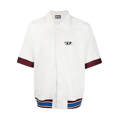 Diesel FW22 White Solid Button-Up Short-Sleeve Shirt Jacket A036610LCAM141