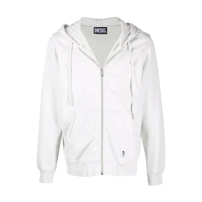 Diesel FW22 White Solid Zip-Up Hoodie A027160WBBG85D