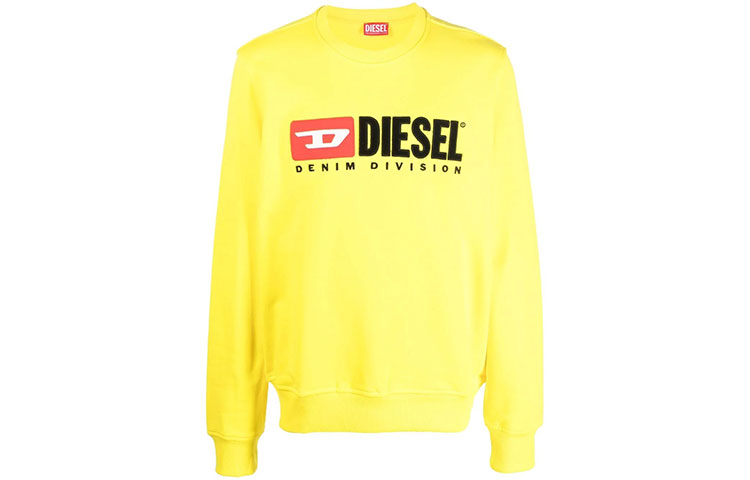 Diesel FW22 Yellow Crewneck Sweatshirt with Logo Print for Men A037580BAWT21