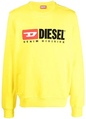 Diesel FW22 Yellow Crewneck Sweatshirt with Logo Print for Men A037580BAWT21 Buy Diesel FW22 Yellow Crewneck Sweatshirt with Logo Print for Men A037580BAWT21