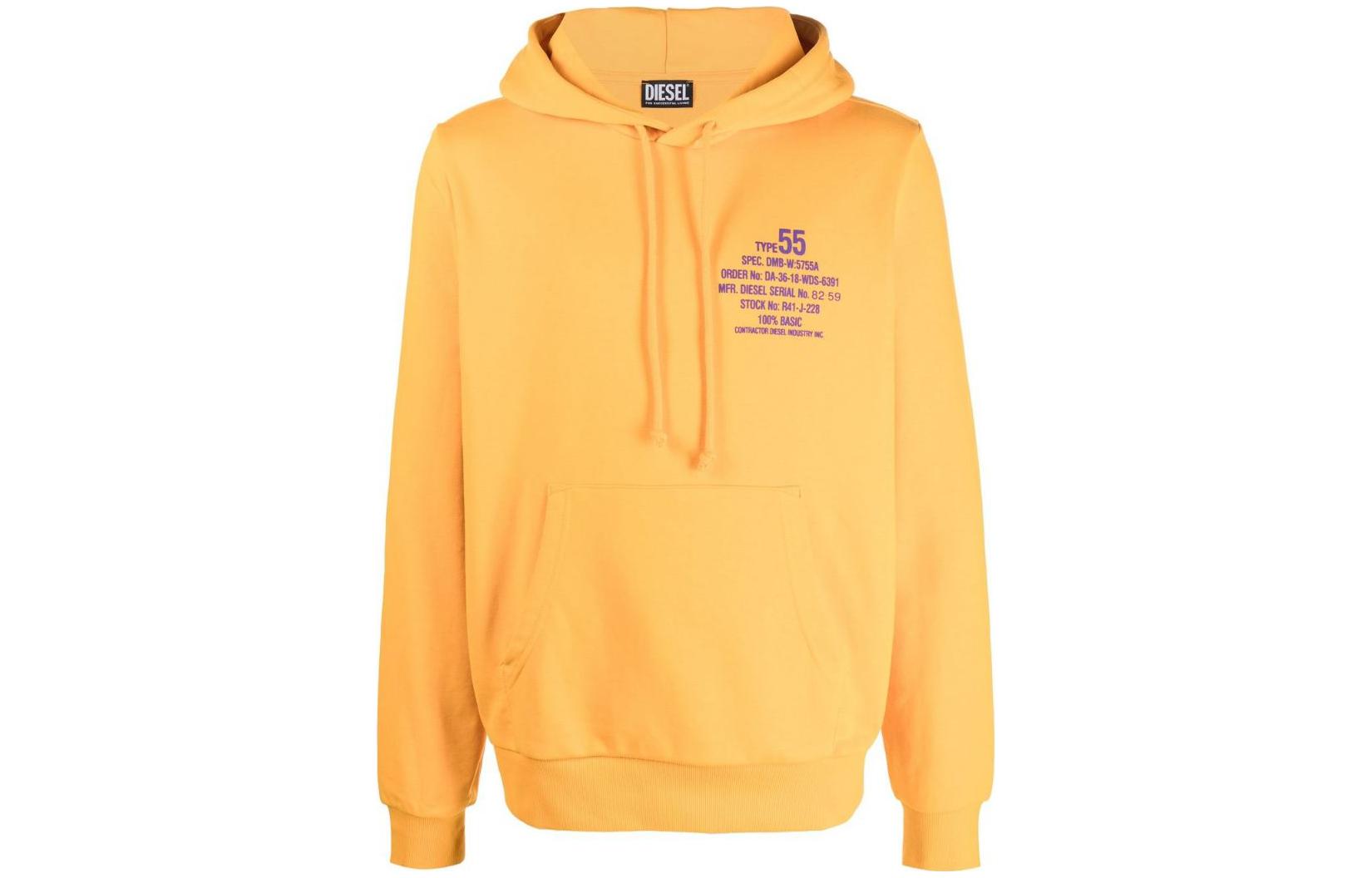 Diesel FW22 Yellow Hoodie with Solid Logo Print Long Sleeve A065000HAYT