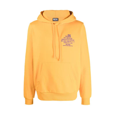 Diesel FW22 Yellow Hoodie with Solid Logo Print Long Sleeve A065000HAYT