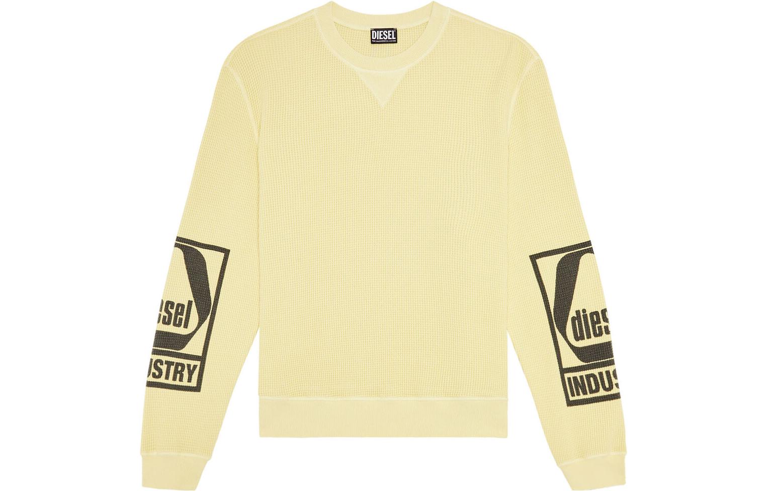 Buy DIESEL FW22 Yellow Letter Print Crewneck Long Sleeve Sweatshirt Men A087050BKAA-21G
