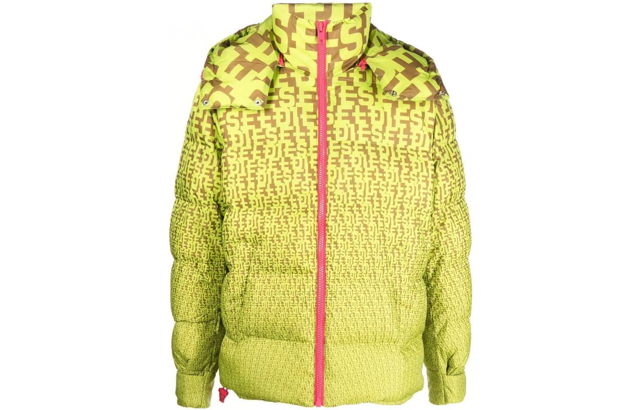 Diesel FW22 Yellow Pattern Full-Zip High-Neck Jacket Unisex A081500WEAG5IN