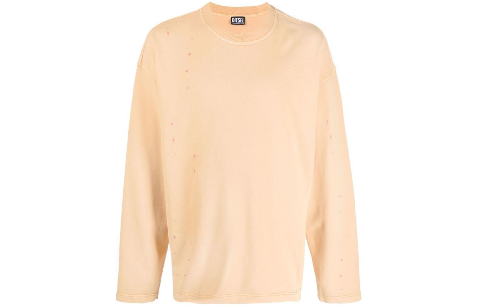 Diesel FW22 Yellow Printed Distressed Cotton Sweatshirt Casual Wear A065500DGAA3AV