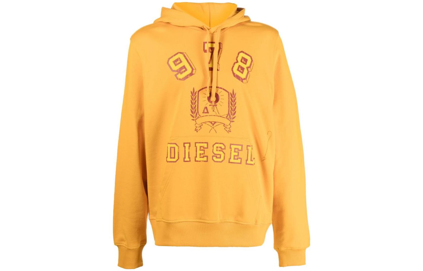 Diesel FW22 Yellow Pullover Hoodie with Letter Logo Print () A068070JFAV21D