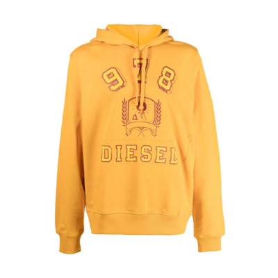 Diesel FW22 Yellow Pullover Hoodie with Letter Logo Print () A068070JFAV21D