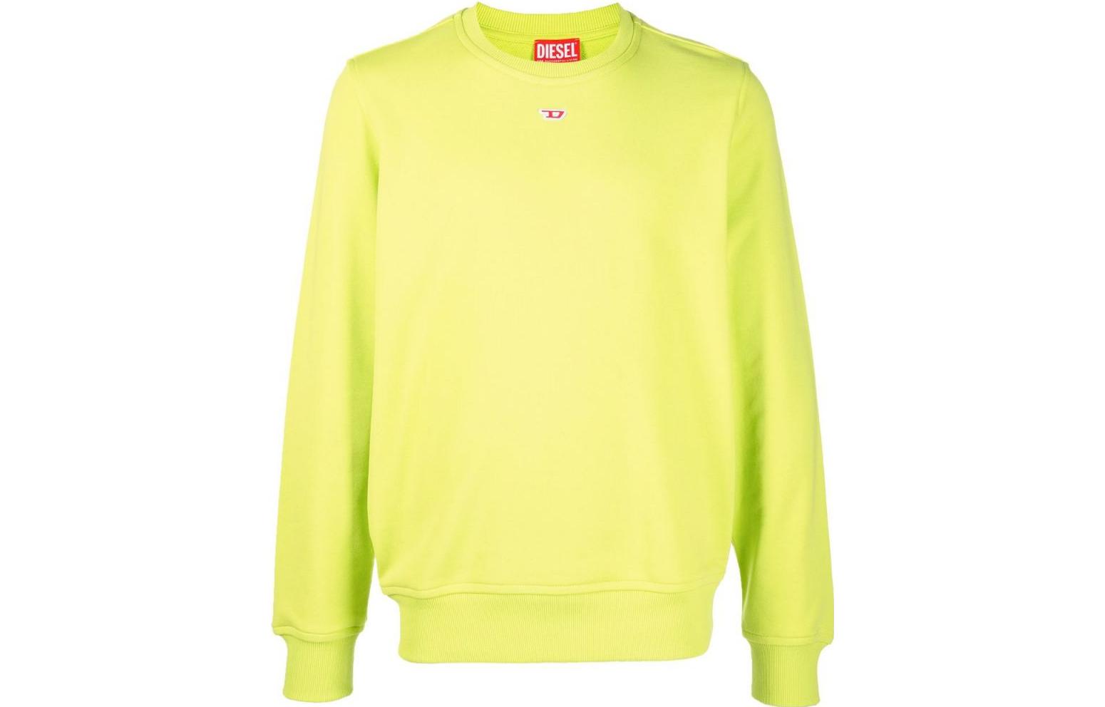 Diesel FW22 Yellow Unisex Solid Casual Patch Cotton Sweatshirt A040750BAWT5IN