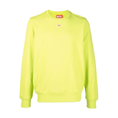 Diesel FW22 Yellow Unisex Solid Casual Patch Cotton Sweatshirt A040750BAWT5IN
