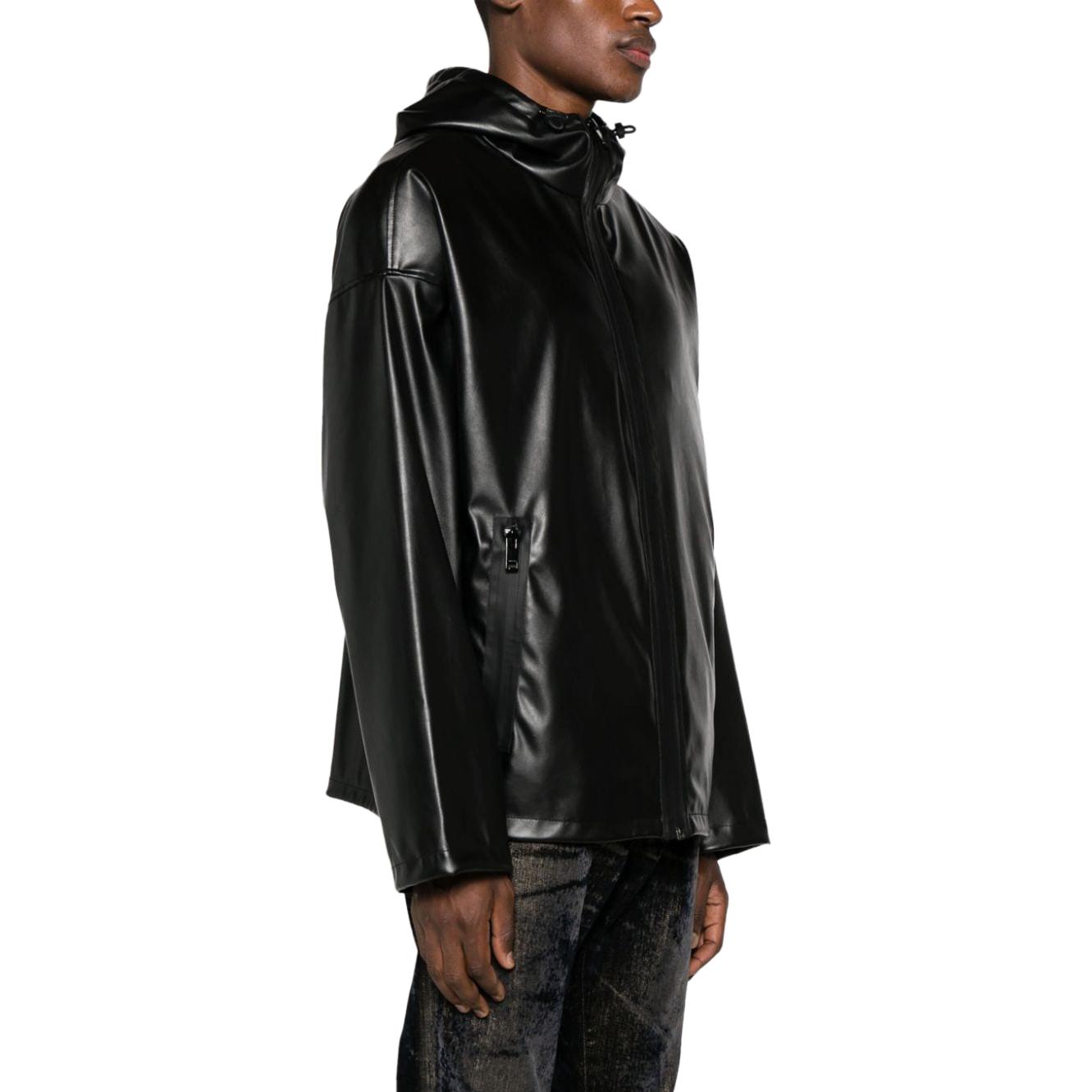 Purchase 디젤 FW23 블랙 글로시 후드 재킷 롱 슬리브. A125990CHAJ-9XX