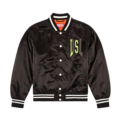 DIESEL FW23 Black Letter Embroidered Single-Breasted Bomber Jacket A122430KKAM