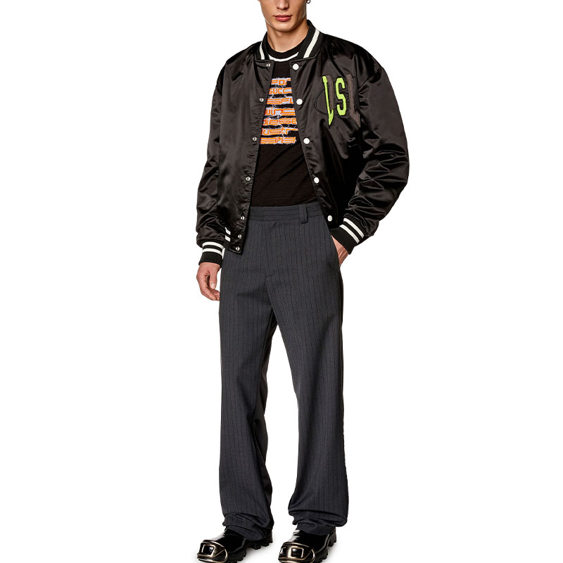 Lookbook DIESEL FW23 黑色字母刺绣单排扣飞行员夹克 A122430KKAM
