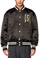 Shop DIESEL FW23 黑色字母刺繡單排扣飛行夾克 A122430KKAM