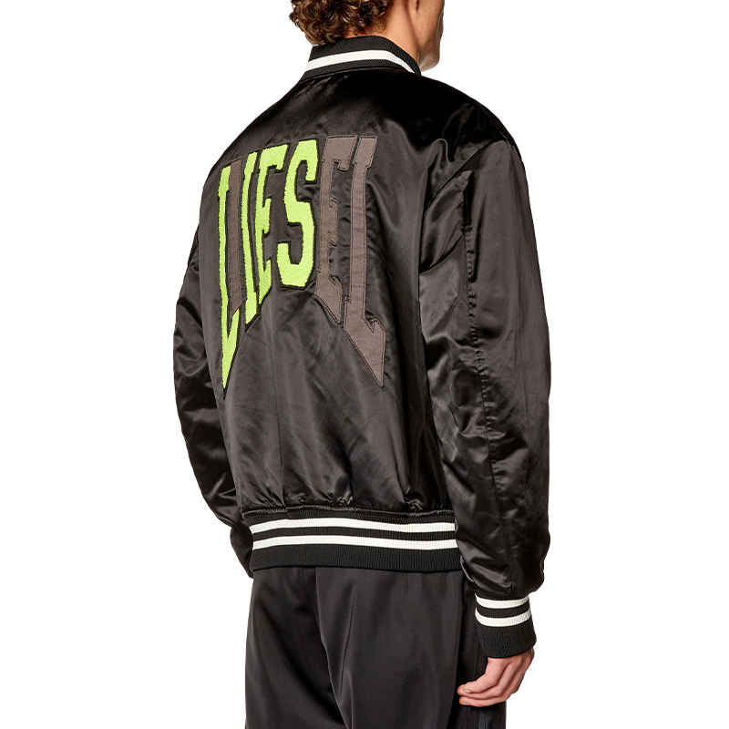 Purchase DIESEL FW23 黑色字母刺绣单排扣飞行员夹克 A122430KKAM